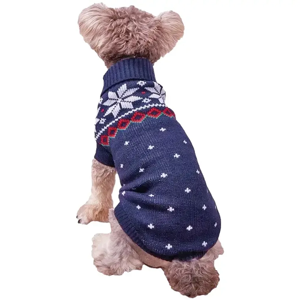 Кофта - свитер для мелких пород собак и кошек «BRO Style», снежинки, цвет синий, р L