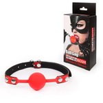 Красный кляп-шарик с черным регулируемым ремешком (Цвет: красный с черным)