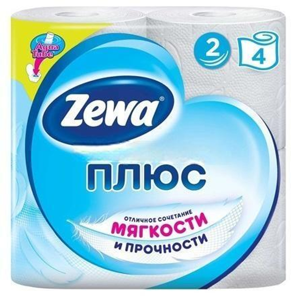 Туалетная бумага 2 сл. 4 шт. "Zewa плюс" Белая (1/24 шт.)