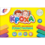 Пластилин Луч, 20 цветов, "Кроха", 300 гр., восковой, мягкий, со стеком, картонная упаковка
