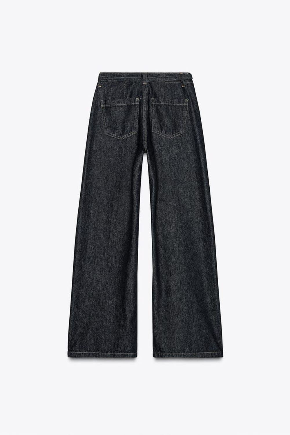 ZARA ДЖИНСЫ Z1975 BOOT-CUT С ВЫСОКОЙ ПОСАДКОЙ И РЕМНЕМ, СИНИЙ