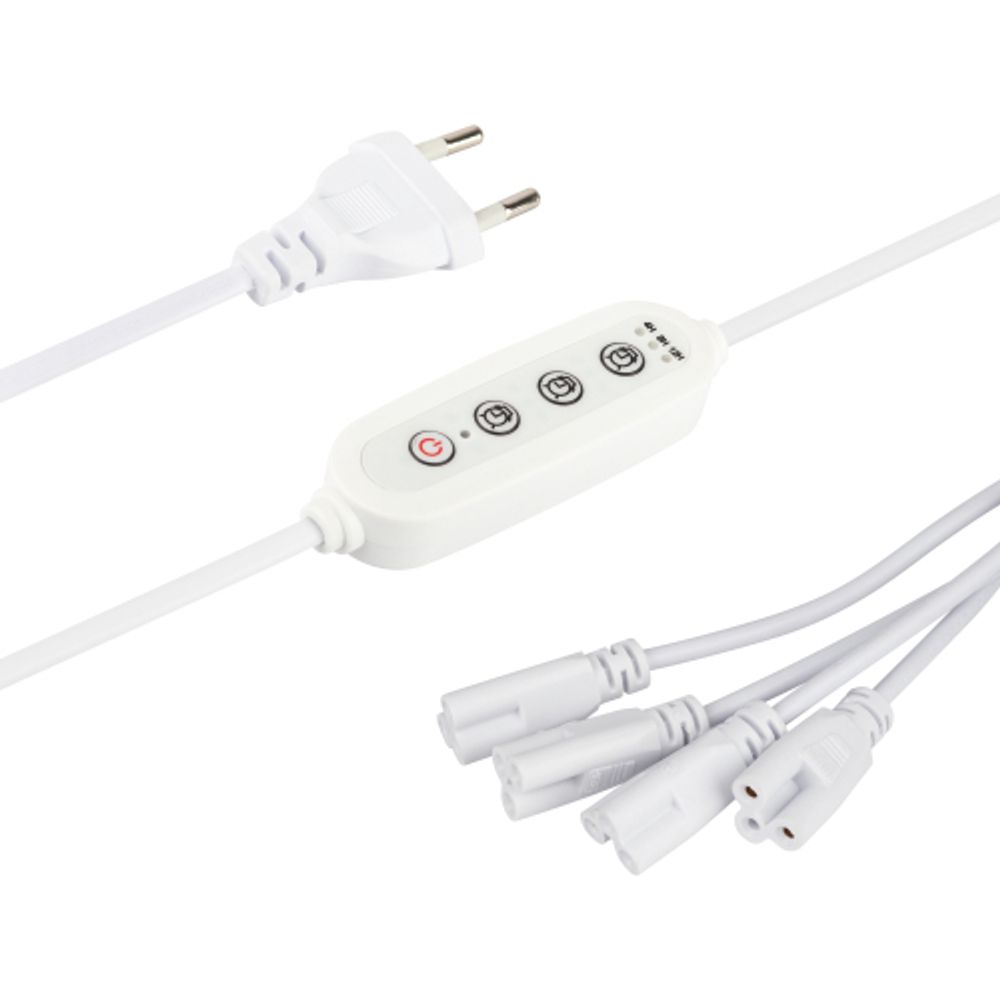 Разветвитель сетевой для линейных светильников ЭРА Разветвитель 4х IEC C7 3pin 2m+timer на 4 точки с таймером 4, 8, 12H | Аксессуары для фито светильников