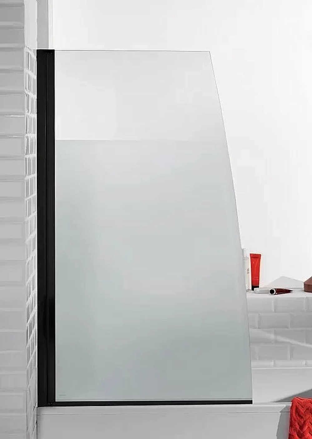Шторка для ванны Jacob Delafon SERENITY E4933-BL 80 черный матовый профиль/прозрачно-матовое стекло