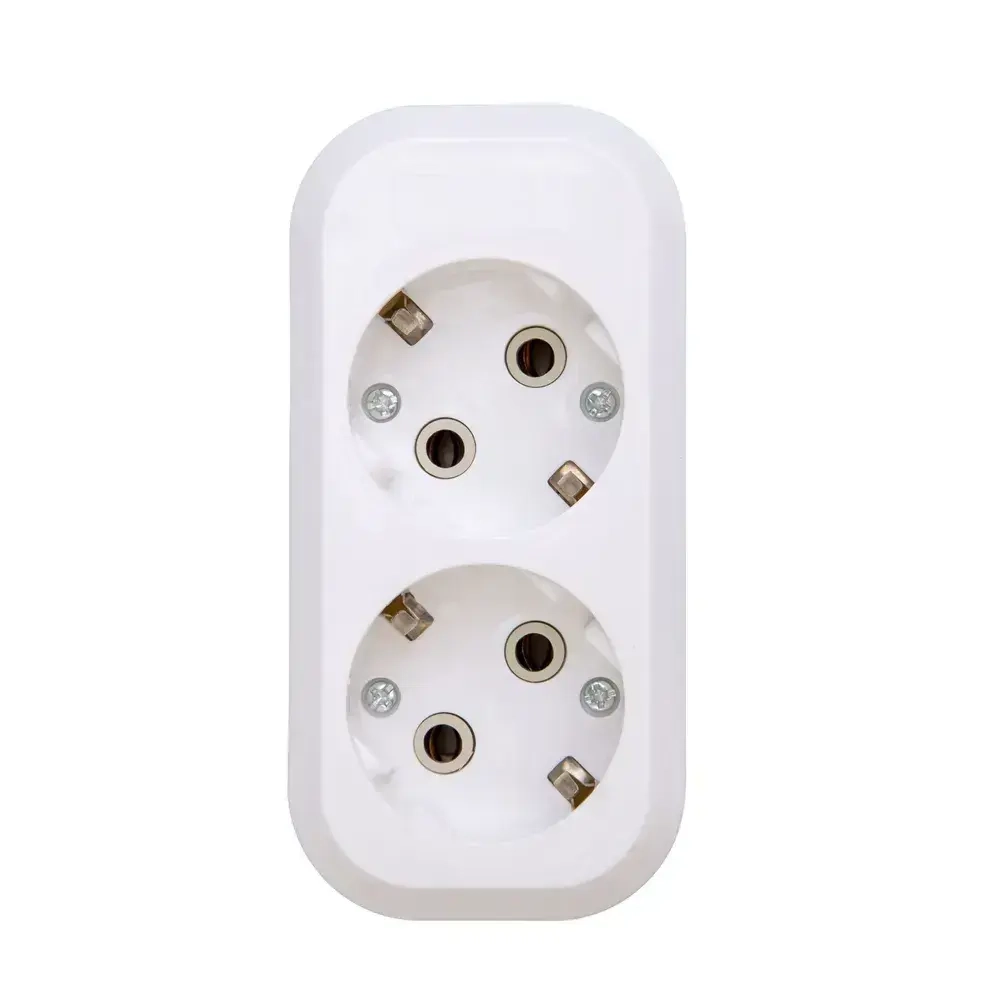 Колодка для удлинителя на 2 розетки, с заземлением 220В 16А