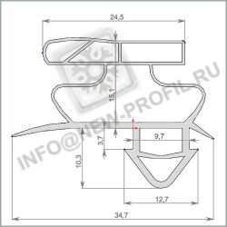 Уплотнитель для холодильного шкафа Vestfrost FKG 410 (стекло) 1635*570 мм по пазу(027 АНАЛОГ)
