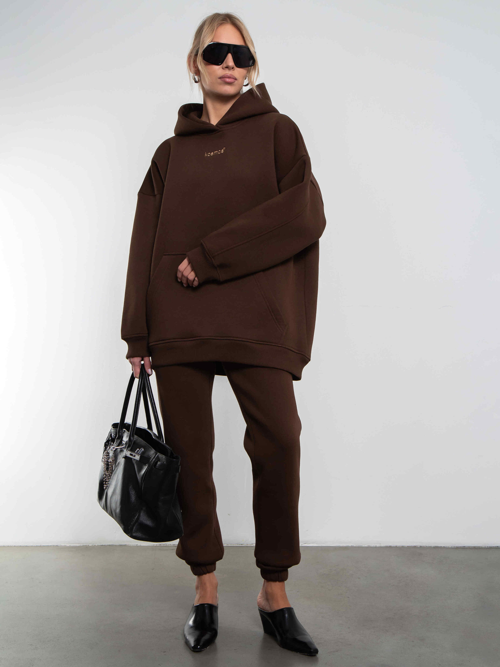 Худи женское оверсайз с начесом basis Коричневый