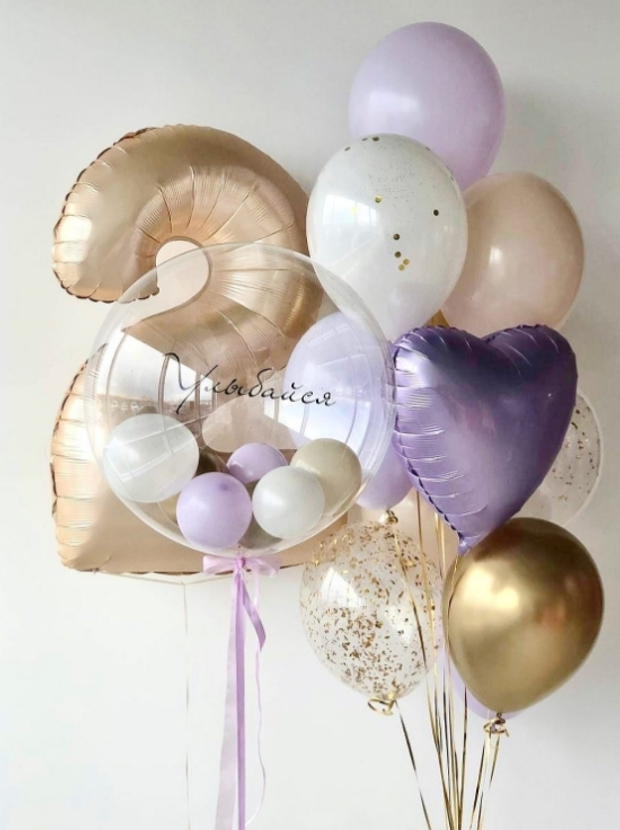 Баблс (50см) с нежно-фиолетовыми шариками