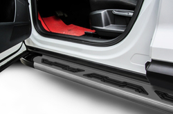 Пороги алюминиевые Volkswagen Touareg (2002-2010) Alfa графитовые