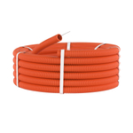 Труба ПНД гибкая гофр. д.50мм, тяжёлая с протяжкой, 15м, цвет оранжевый