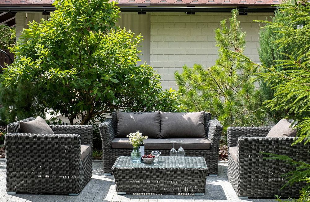 "Капучино Cингл" лаунж-зона из искусственного ротанга, цвет графит