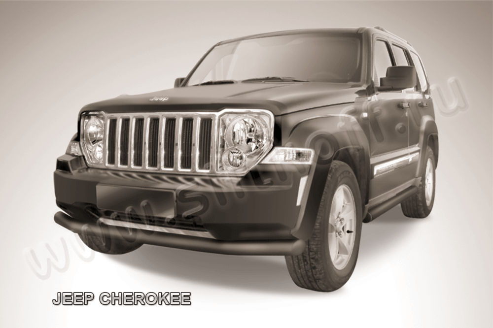 Защита переднего бампера Jeep Cherokee KK (2007-2012) d76 серебристая
