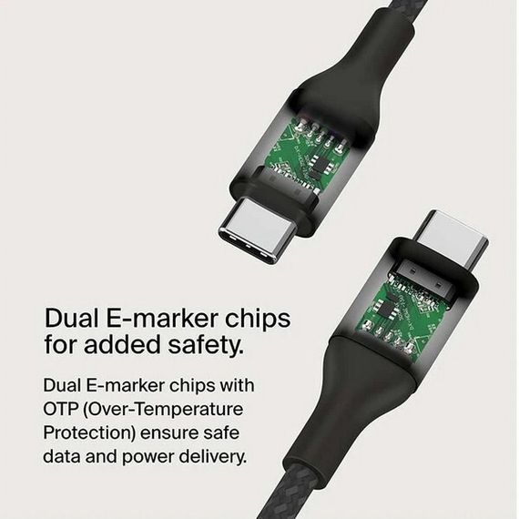 Кабель Belkin Boost Charge Braided USB-C - USB-C 1 м 240W (CAB015BT1MBK) черный