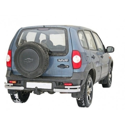 Защита заднего бампера «Уголки двойные»  (Ø=63,5 мм), Chevrolet Niva (03.2009 -)/Lada Niva (07.2020 -) (нержавеющая сталь)