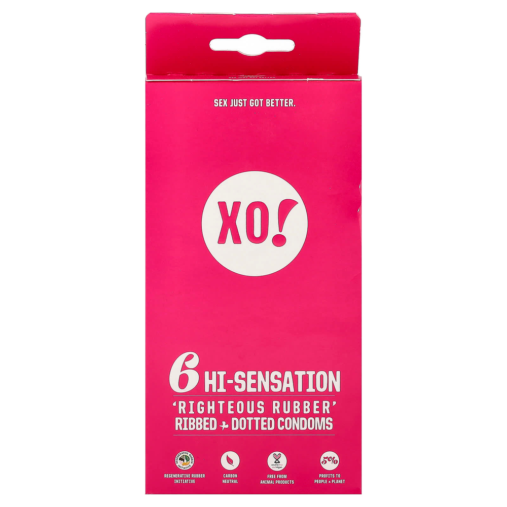 Here We Flo, XO! Rightous, резиновые презервативы в горошек, без запаха, 6 шт.