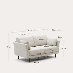 Gilma 2-местный диван бежевый с ножками в черной отделке 170 см