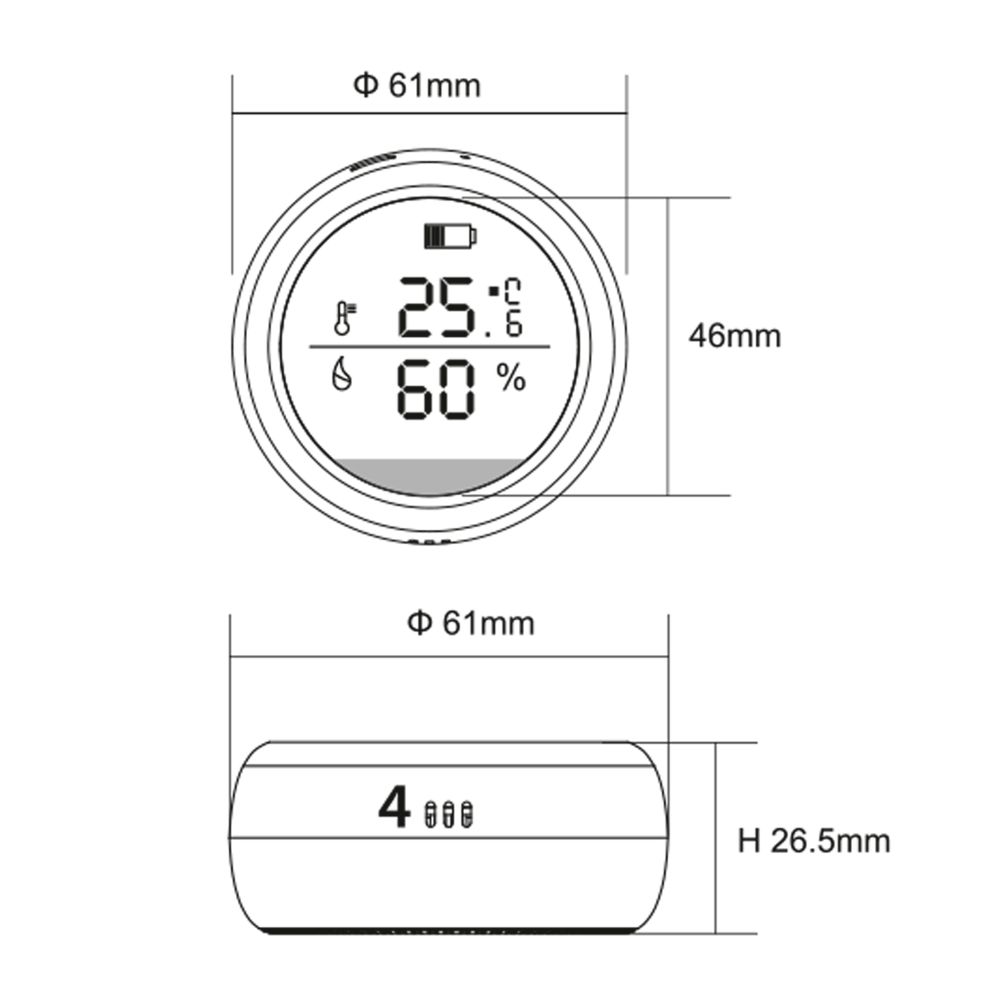 USN-A502 TS-WF WHITE Умный датчик температуры и влажности Wi-Fi. с экраном. на батарейках AAAx2 н-к адаптер 5V н-к. Звуковое+PUSH оповещение. Накладной. Белый. Приложение UnielSmart. TM Uniel