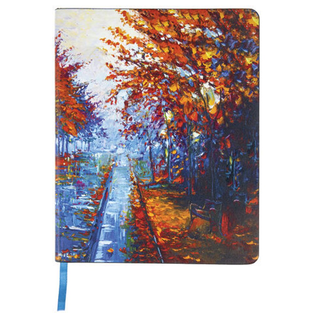 Тетрадь А5 (168х208 мм), 80 л., сшивка, клетка, под кожу, BRAUBERG VISTA, "Autumn", 403927