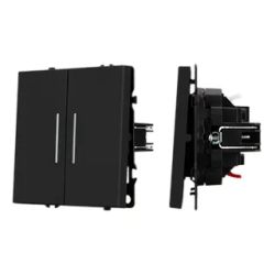 Механизм звонкового выключателя двухклавишный LED SWT-NOBE-MKR2-SFPL-L-BK (230V, 10A) (Arlight, Черный оникс) 061742(1)