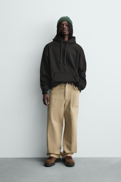 ZARA БАЗОВОЕ ХУДИ HEAVYWEIGHT, ЧЕРНЫЙ