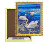 Алмазная мозаика Alingar, на подрамнике, с полным заполнением, (глянц) дизайн рамка, 30х40 см, 20 цветов, "Лебеди"