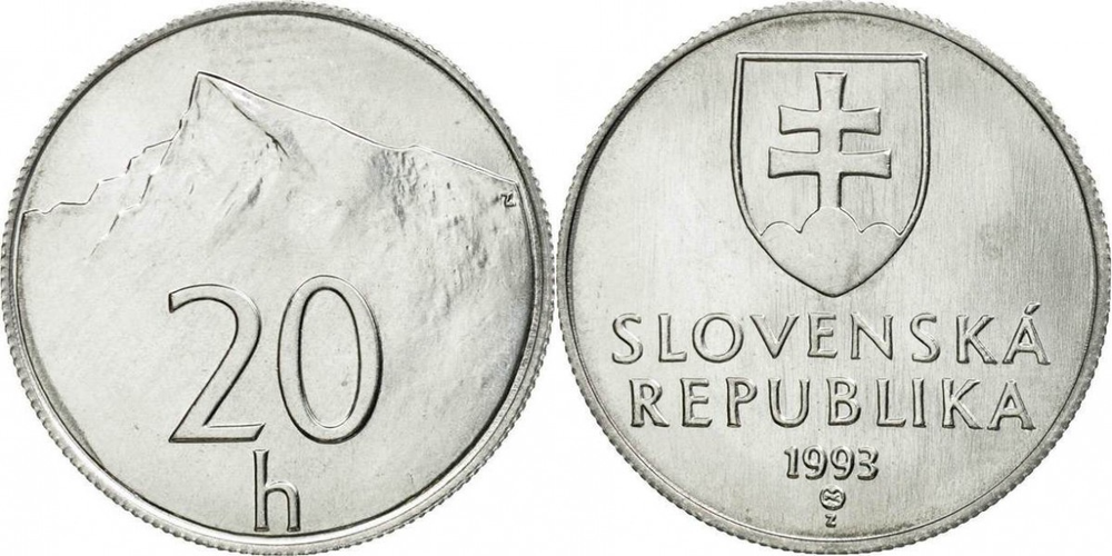 Словакия 20 геллеров, 1993 - 2003 Кривань - Высокие Татры XF