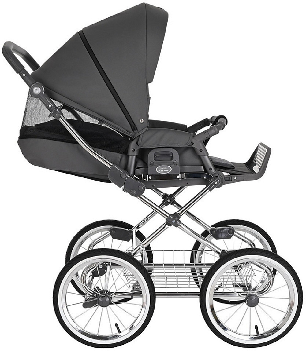 Детская коляска Roan Bass Next Classic d14 3 в 1 с автокреслом Avionaut Silver Black RCL253/1 Steel Grey