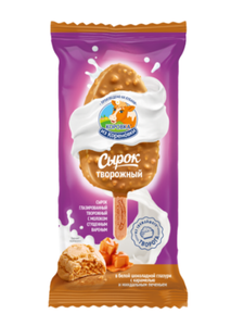 СЫРОК КОРОВКА ИЗ КОРЕНОВКИ ТВОРОЖНЫЙ С КАРАМЕЛЬЮ И МИНДАЛЬНОМ ПЕЧЕНЬЕМ 50ГР