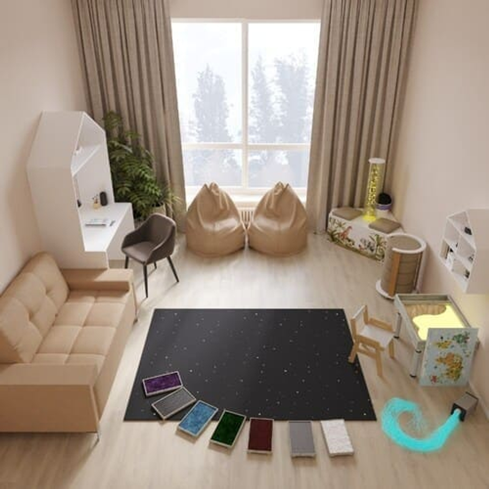 Книги и… Готовый кабинет психолога «Сириус» ✨ Потому что самые важные разговоры начинаются не со слов — а с того, где можно сесть, прижаться к подушке и потрогать светящуюся звезду