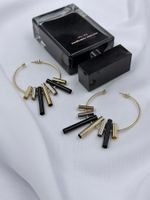 Серьги кольца с передвижными трубочками в оттенке золото, серебро и графит