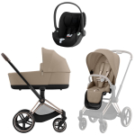 Коляска 3 в 1 Cybex Priam IV Rosegold complete и автокресло Cloud T i-Size Sepia Black Cozy Beige