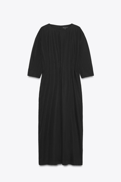 ZARA ПЛАТЬЕ МИДИ СО СКЛАДКАМИ — ZW COLLECTION, ЧЕРНЫЙ