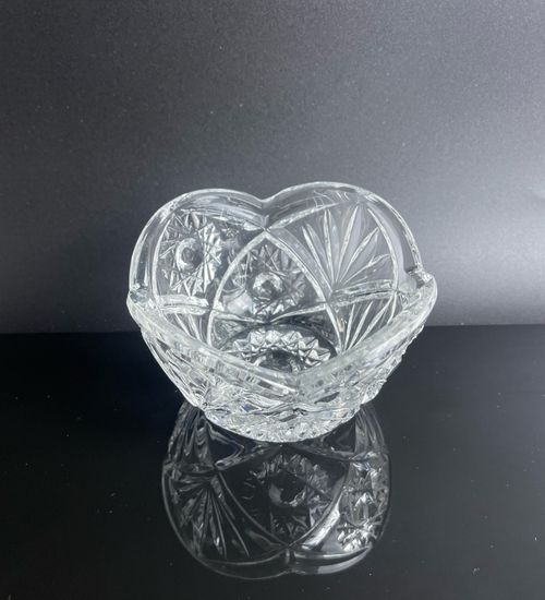 Креманка хрустальная с декором, алмазная грань, СССР винтаж 1970-1990 гг