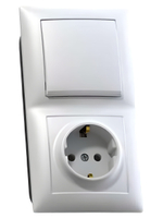 Блок СП БКВР-411 Селена 1-кл. выкл. + розетка с заземл. бел. Кунцево 8207