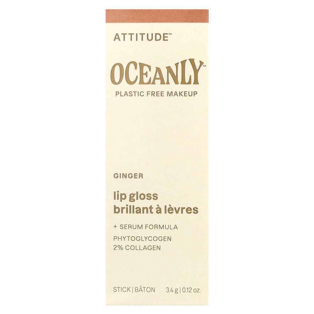 ATTITUDE, Oceanly™, блеск для губ, имбирь, 3,4 г (0,12 унции)