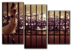 Модульная картина "девушка в вечернем городе"