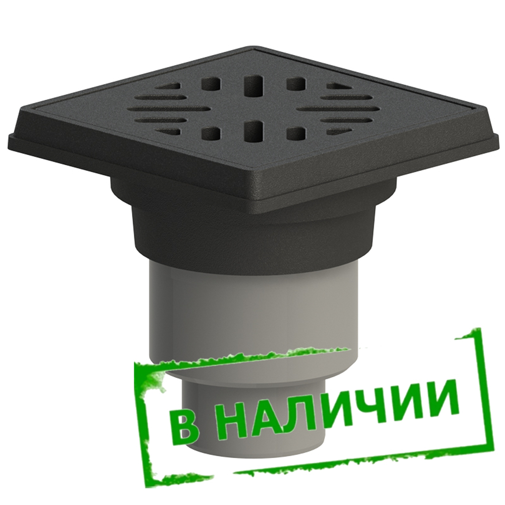 ТП-606.1 Дворовой трап с чугунной решеткой и подрамником с грязеуловителем Dn110/160