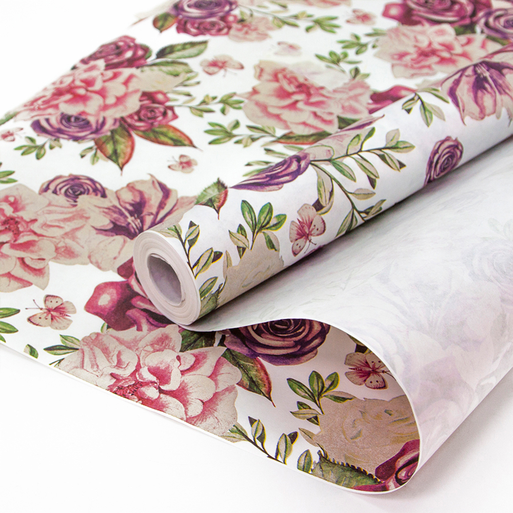 Упаковочная бумага «Акварельные цветы» крафт, 0,7×1 м, 80 г/м²