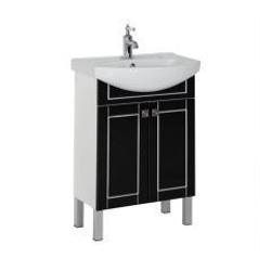 Тумба с раковиной Aquanet Честер 60 черный/серебро