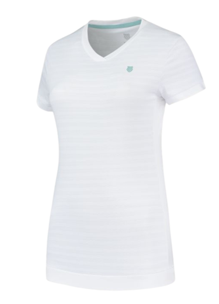 Женская теннисная футболка K-Swiss Tac Hypercourt V-Neck Top - White