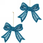 Подвески в блёсках «Сказочные бантики» 9*11 см (набор 2 шт), Голубой