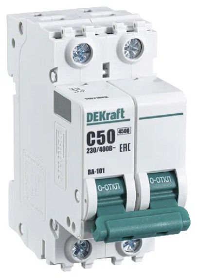 Автомат DEKraft ВА-101 2П 50А-С 4,5кА 14310