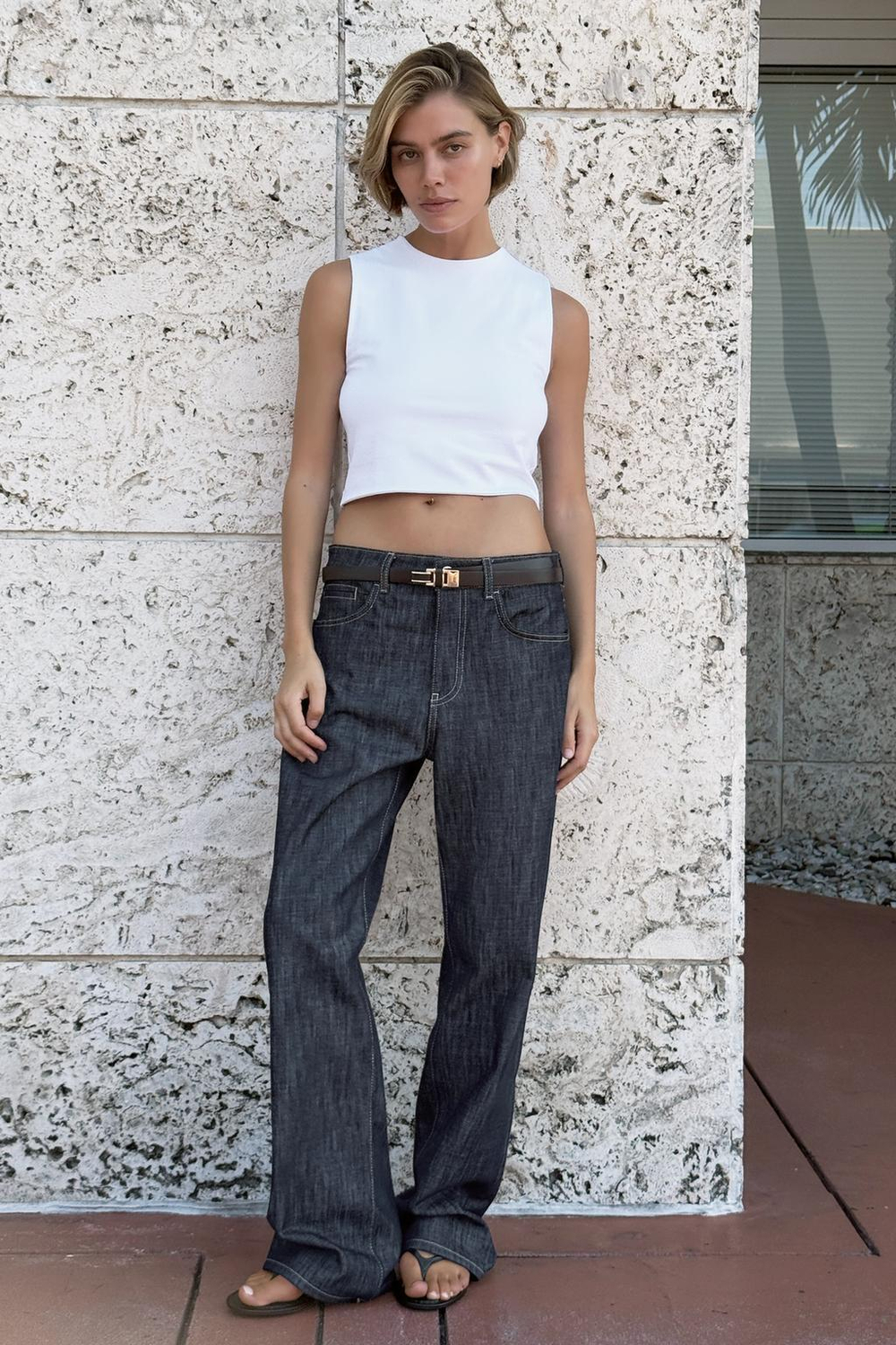 ZARA УКОРОЧЕННЫЙ ТОП ИЗ ХЛОПКА, БЕЛЫЙ