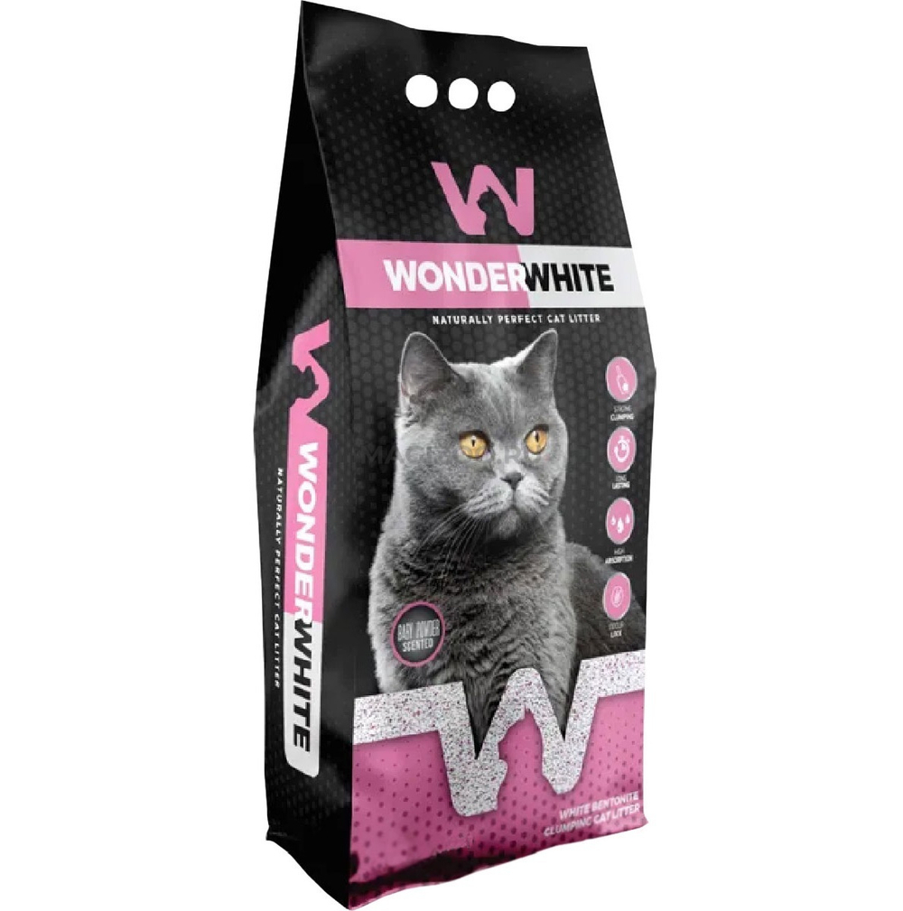 Wonder White Наполнитель комкующийся c ароматом детской присыпки