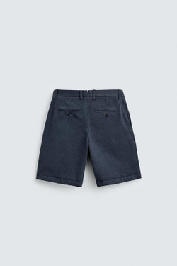 ZARA X AARON LEVINE ШОРТЫ RELAXED FIT С ЗАЩИПАМИ, ПУДРОВО-СИНИЙ