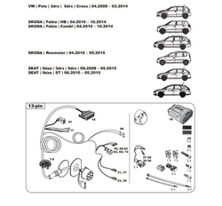 Штатная электрика для фаркопа с розеткой 13-pin, для Seat,Skoda,Volkswagen WYR423613R-T (Trail-Tec)