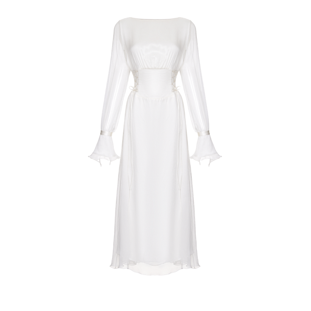 Платье миди со шнуровкой