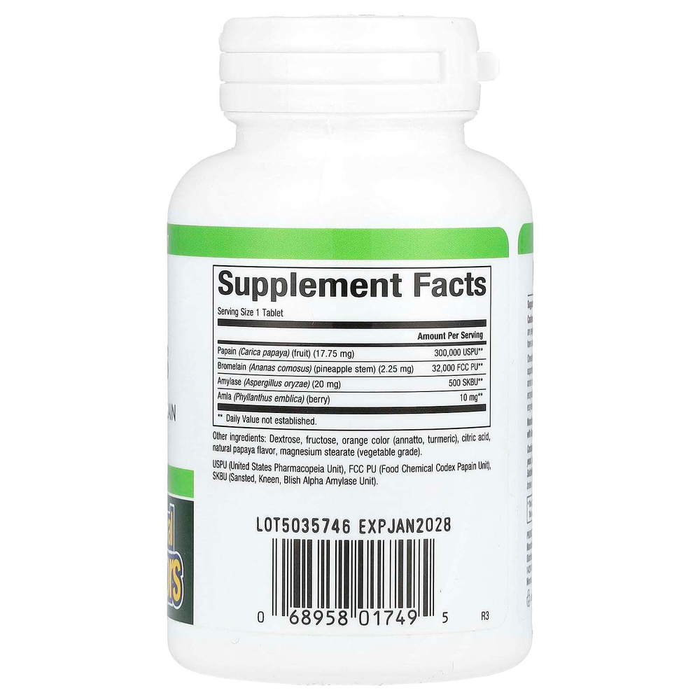Natural Factors, ферменты папайи с амилазой и бромелаином, 120 жевательных таблеток