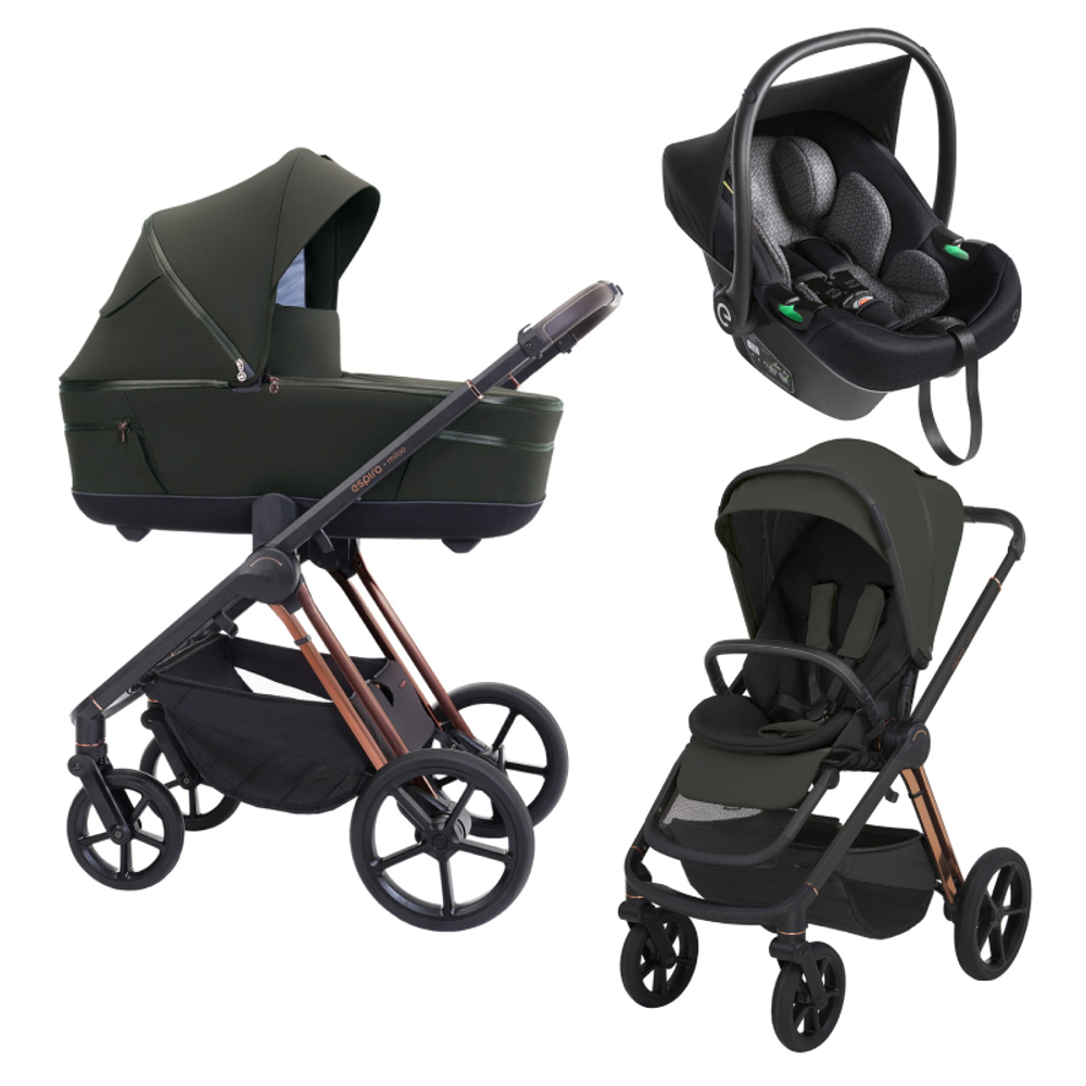 Детская коляска 3 в 1 Espiro Miloo 2025 и автокресло Pi Black 204 luxury green/Чёрный (Black 110)