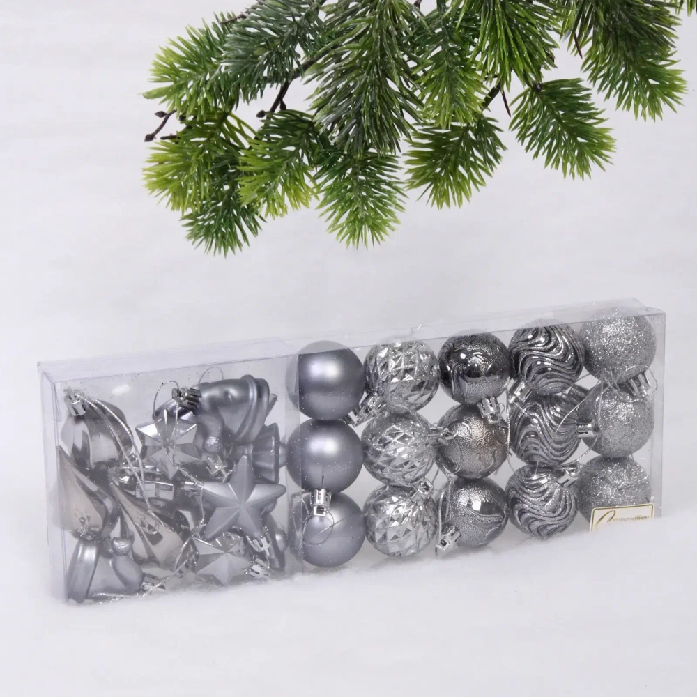 Набор ёлочных украшений «Elegant shine» 4 см (30 предмета), Графит