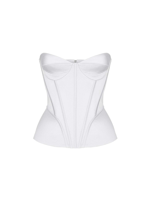 Удлиненный топ-бюстье из сатина с отстрочками